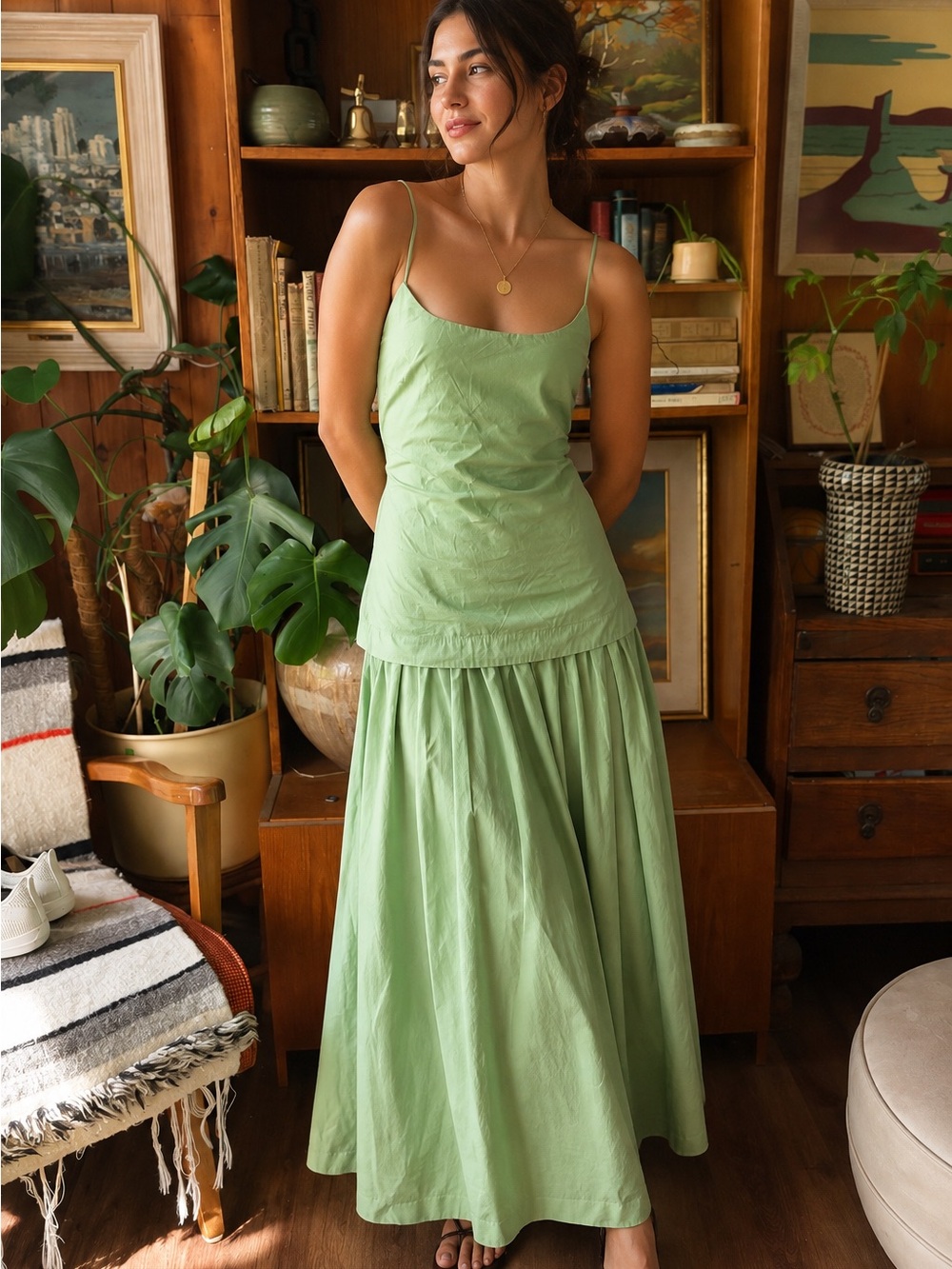 Camila Coelho Drop Waist Cotton Maxi Dress Revolve S NWT
